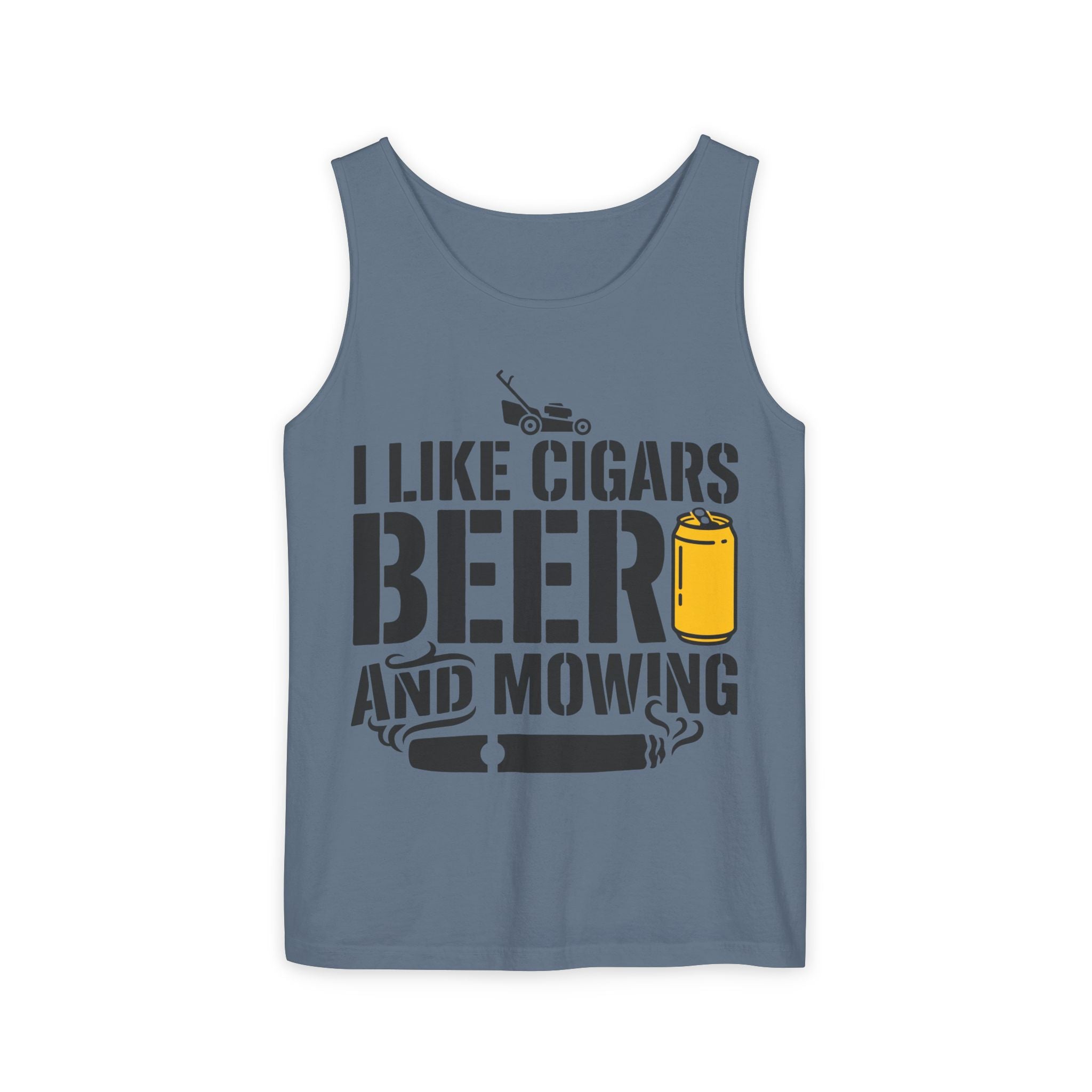 Cigar, Beer & Mowing Tank Top – I Like Cigars, Beer and Mowing Graphic Tank
