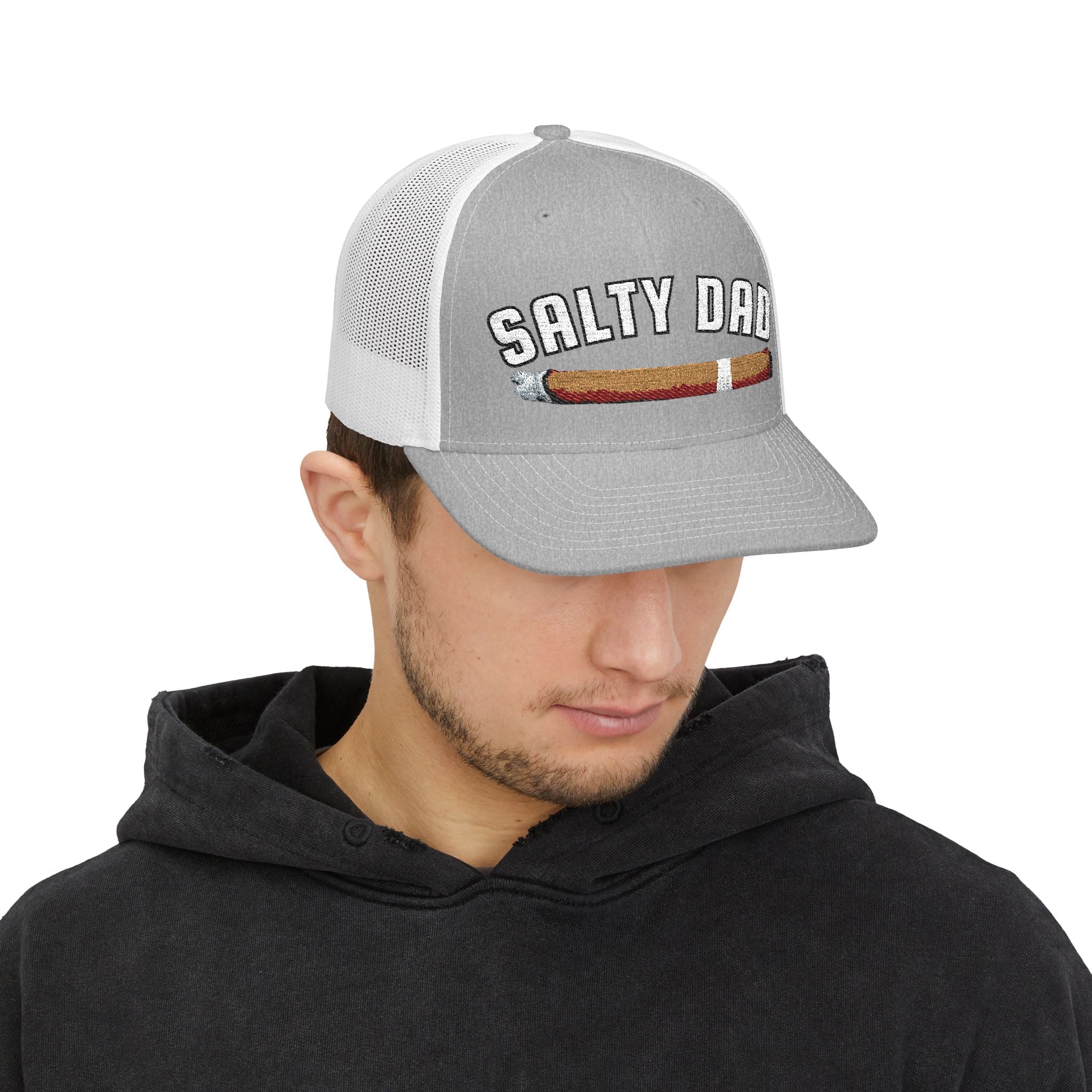 Salty Dad Trucker Hat — Retro Cigar Snapback Cap