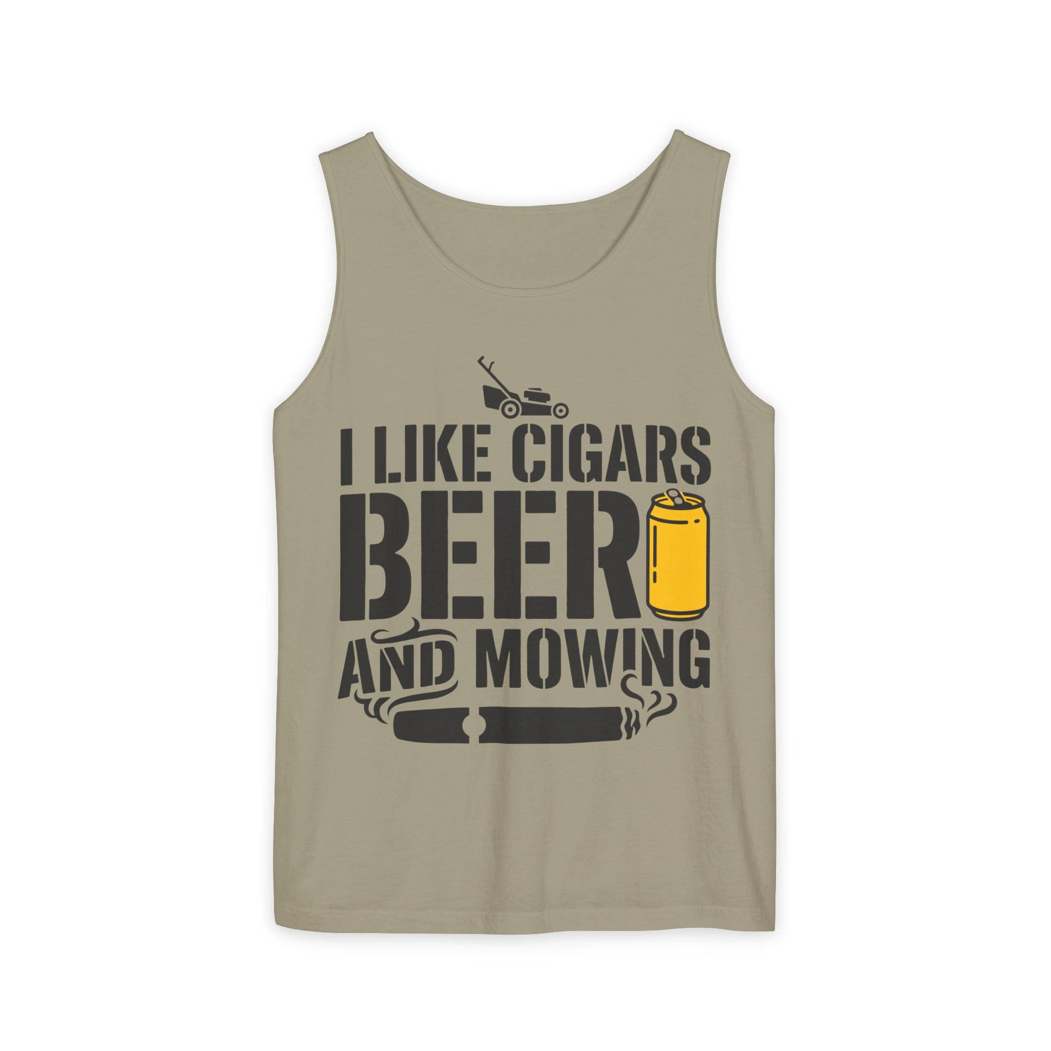 Cigar, Beer & Mowing Tank Top – I Like Cigars, Beer and Mowing Graphic Tank