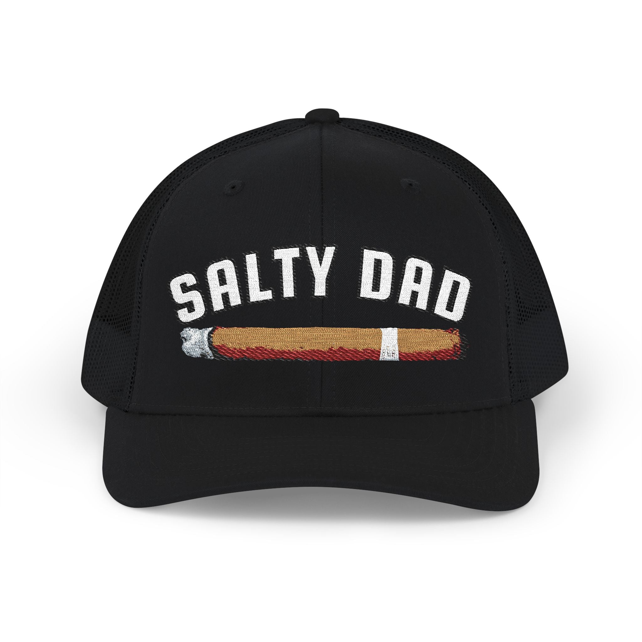 Salty Dad Trucker Hat — Retro Cigar Snapback Cap