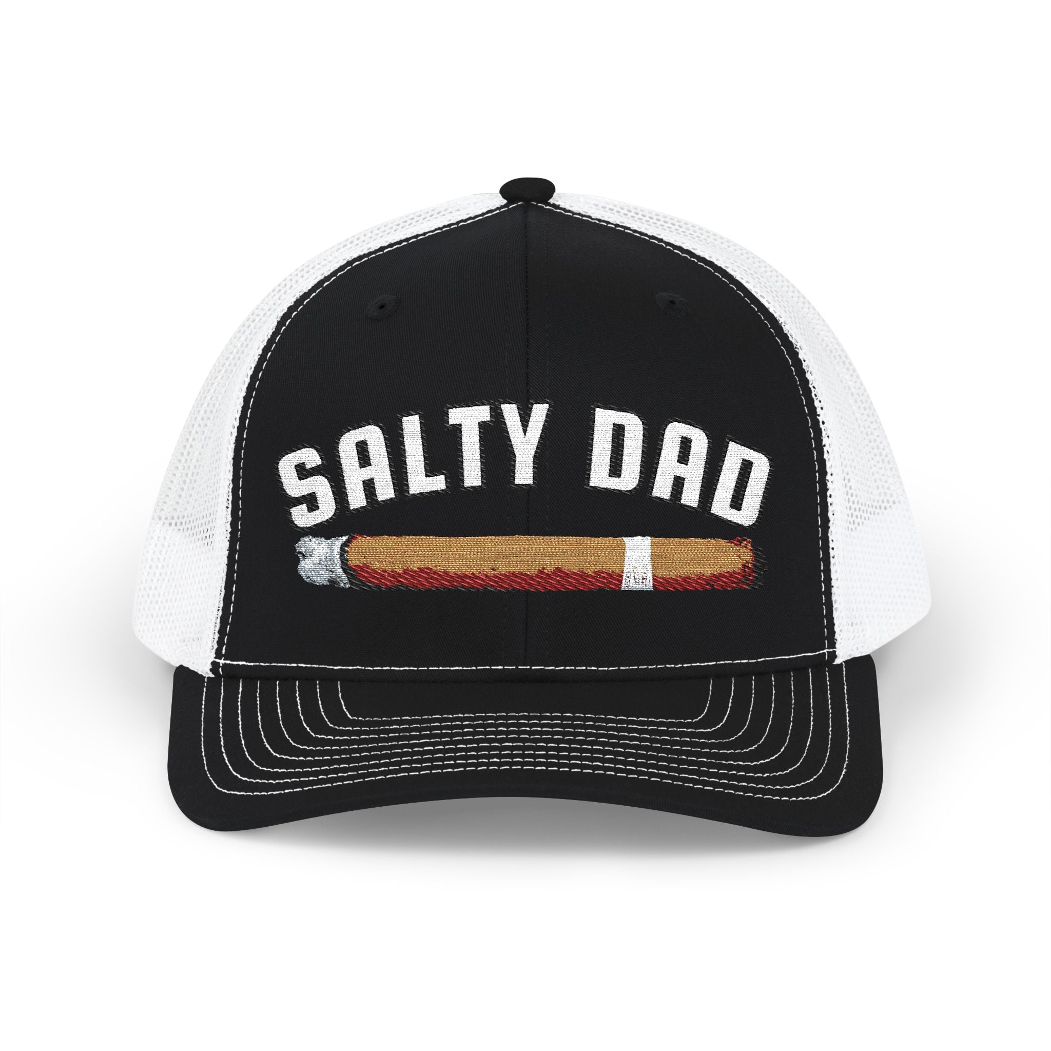 Salty Dad Trucker Hat — Retro Cigar Snapback Cap