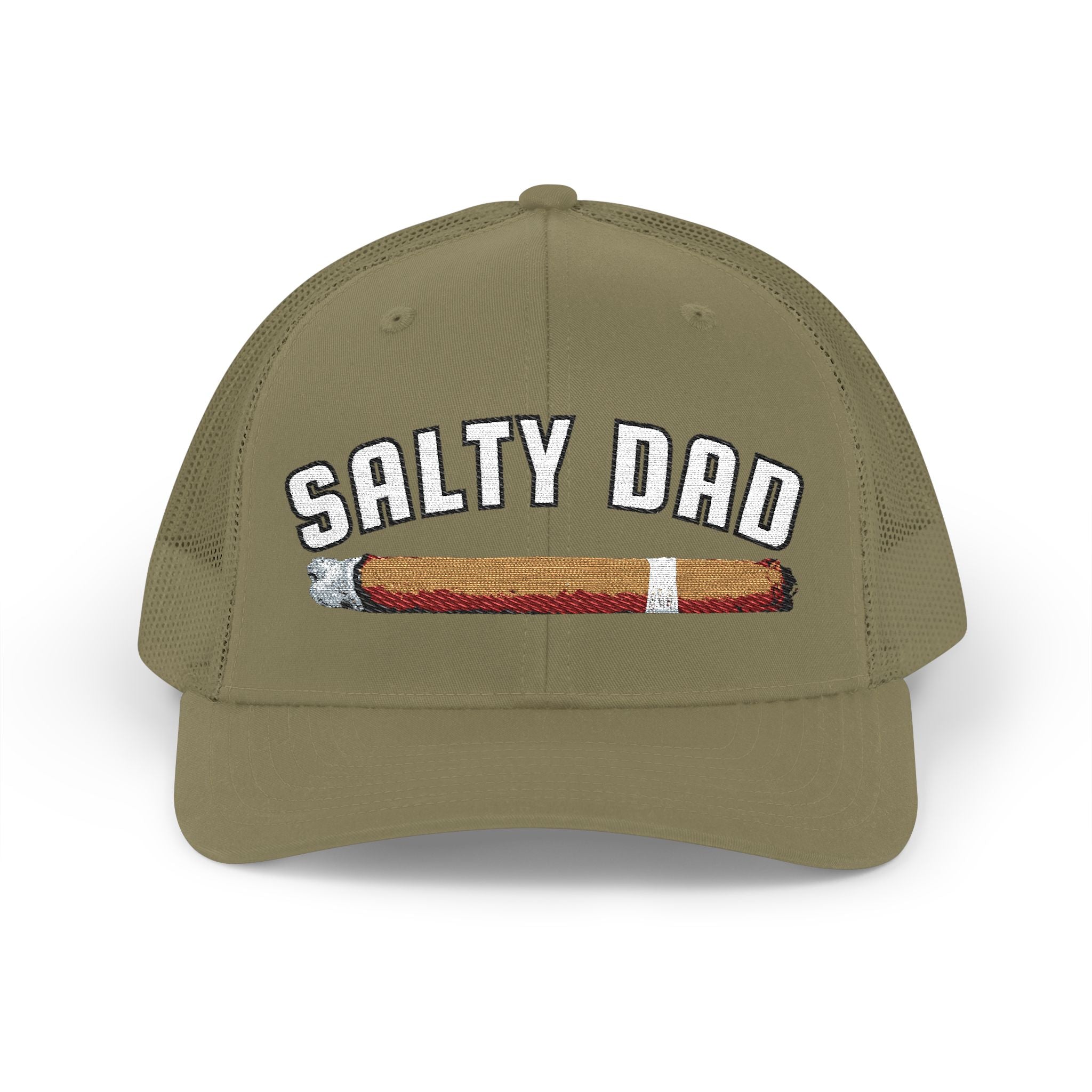 Salty Dad Trucker Hat — Retro Cigar Snapback Cap