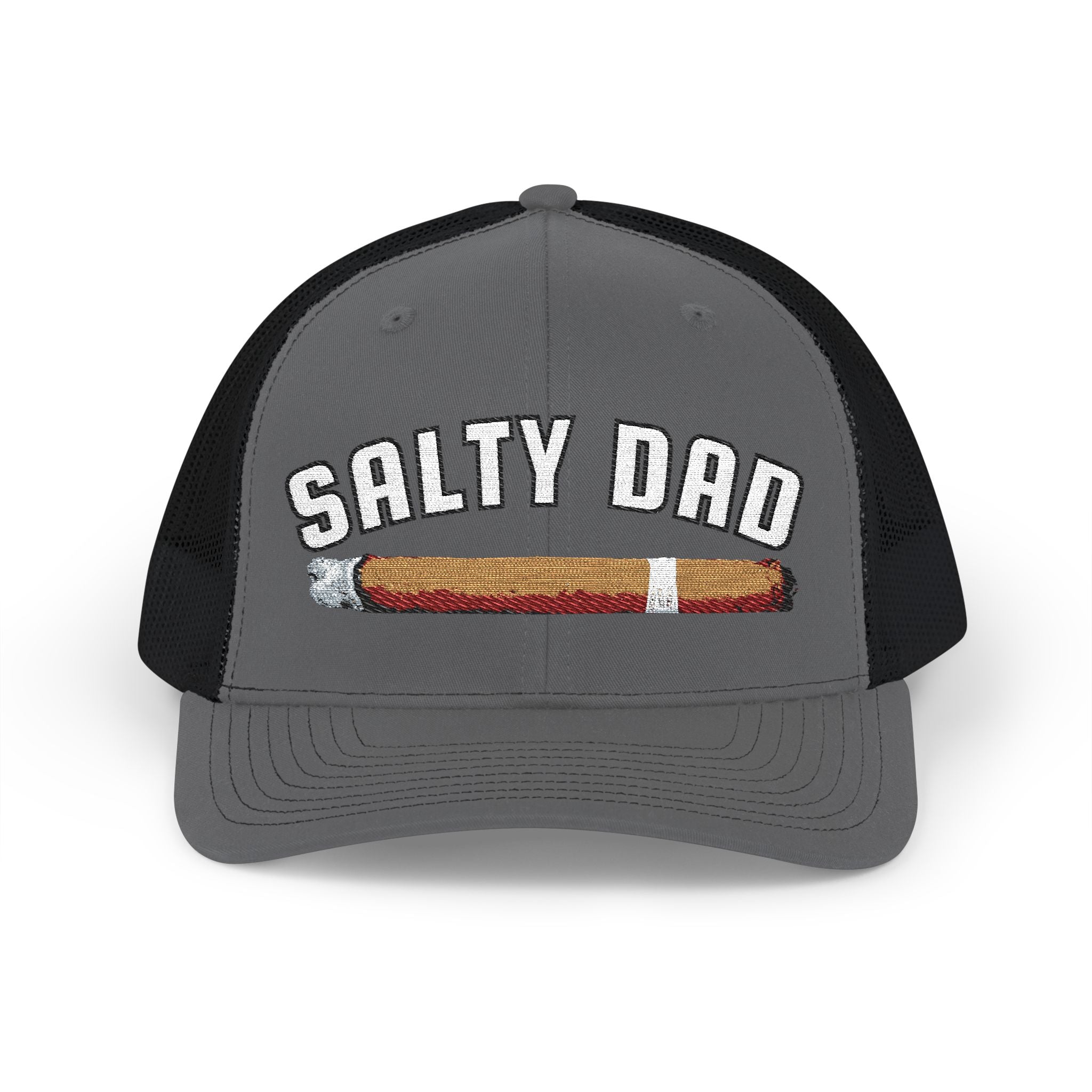 Salty Dad Trucker Hat — Retro Cigar Snapback Cap